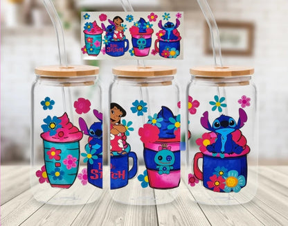 Vasos de neón Lilo &amp; Stitch Envoltorios UVDTF