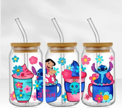 Vasos de neón Lilo &amp; Stitch Envoltorios UVDTF