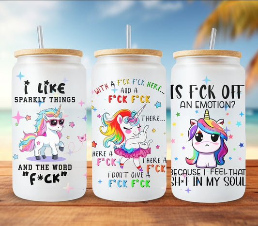 Envoltura UVDTF de unicornio sarcástico