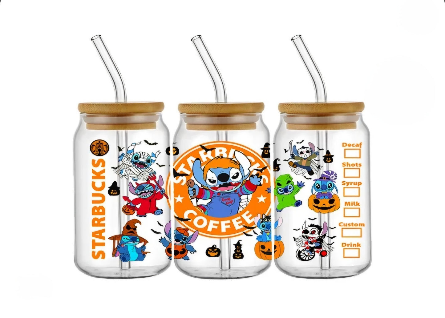 Halloweeen Starbucks Stitch UVDTF Wrap