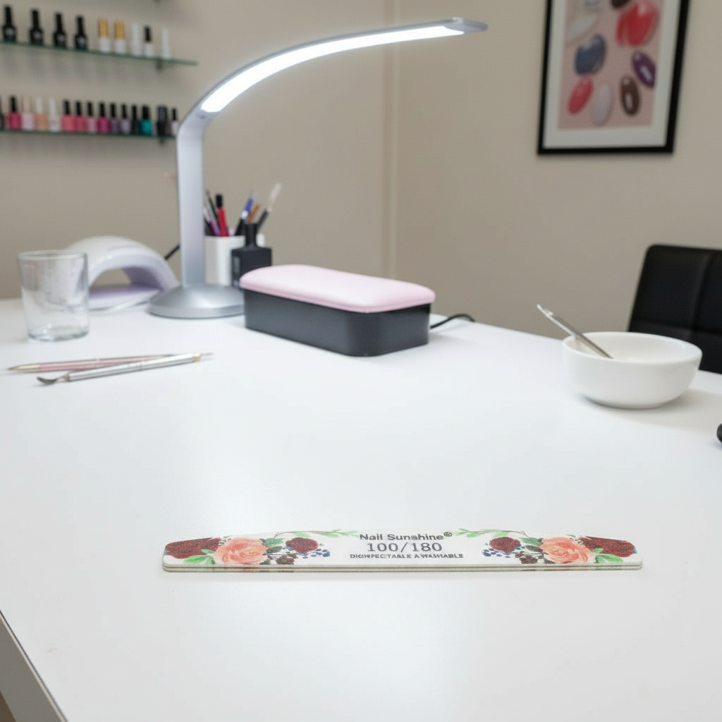 Half Moon shaped Double sided Flowered Nail File 100/180 Grit