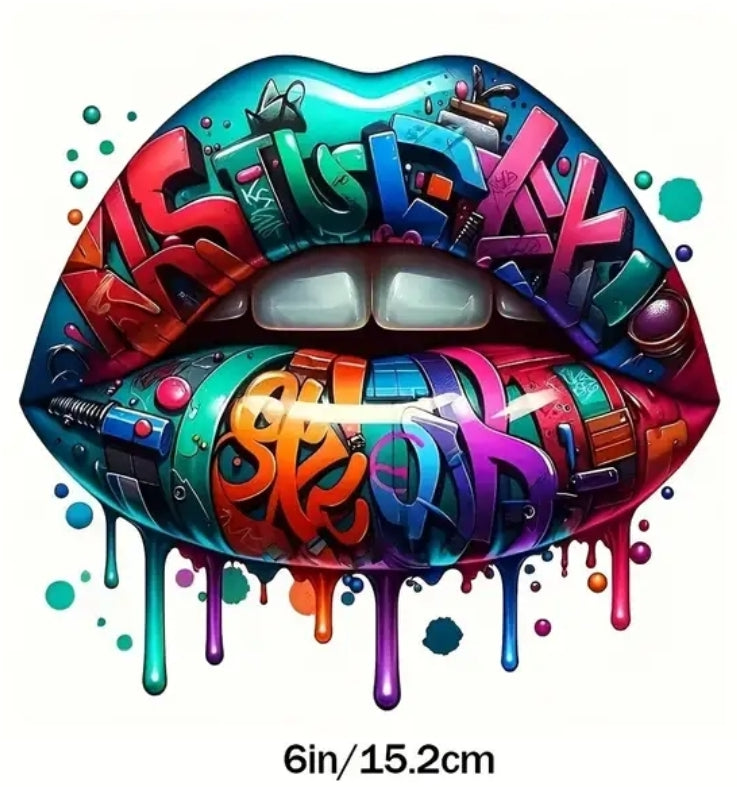 Vibrant Graffiti Lips (Vinyl Decal 6")