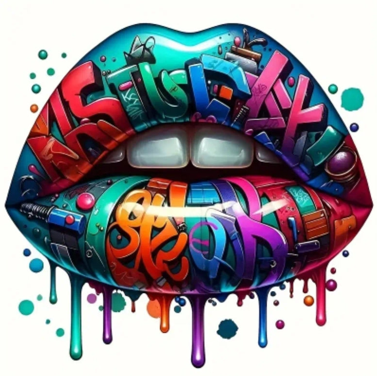 Vibrant Graffiti Lips (Vinyl Decal 6")