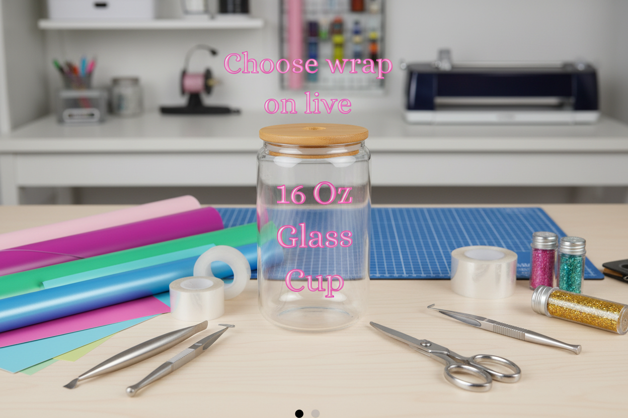 Choice of UVDTF wrap with 16 oz Glass Cup