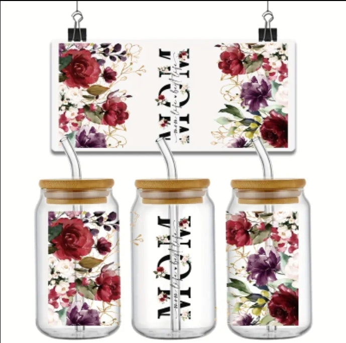 Mamá - Envoltura UVDTF con rosa roja