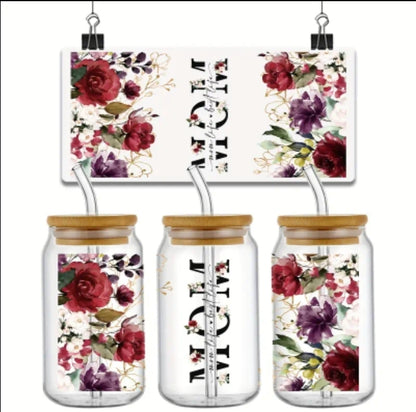 Mamá - Envoltura UVDTF con rosa roja