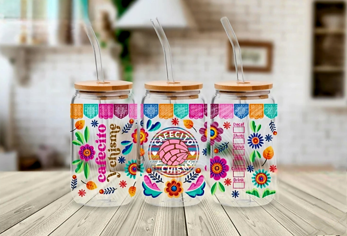 Cafecito y Chisme Bold Colors - UVDTF Wrap for cups/hard surfaces sticker