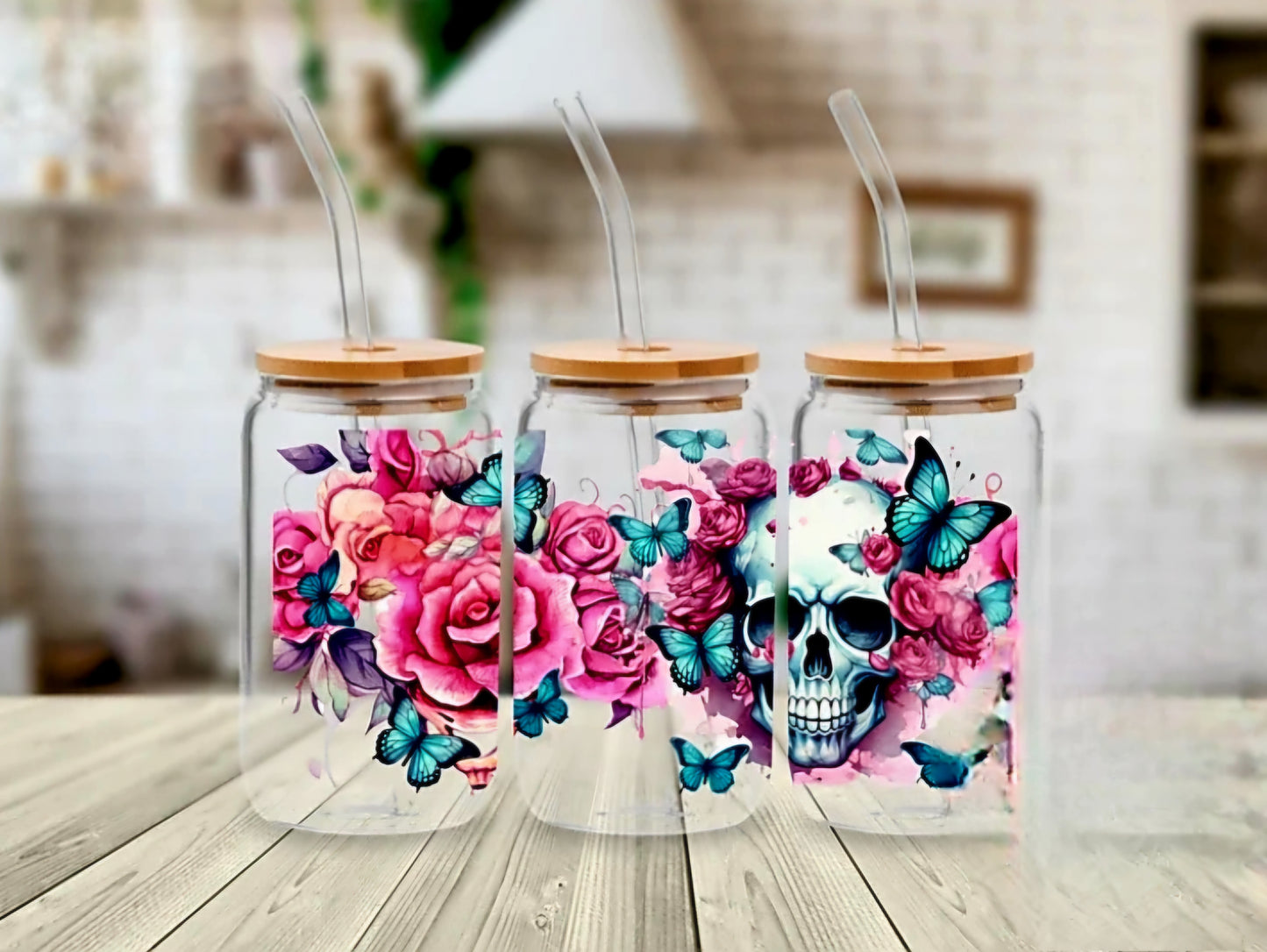 Skull &amp; Roses - UVDTF Wrap for cups/hard surfaces sticker