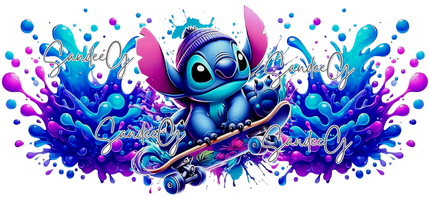 Stitch Skateboard - UVDTF Wrap for cups/hard surfaces sticker