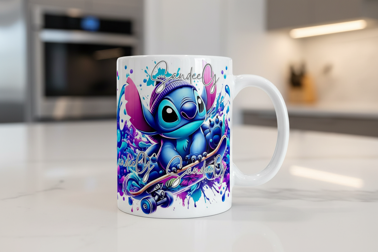 Stitch Skateboard - UVDTF Wrap for cups/hard surfaces sticker