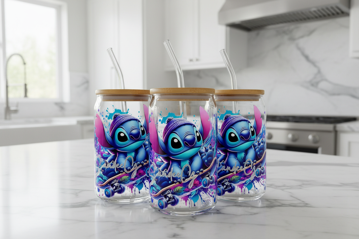 Stitch Skateboard - UVDTF Wrap for cups/hard surfaces sticker