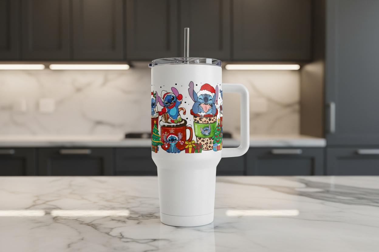 Stitch Christmas Cups - UVDTF Wrap for cups/hard surfaces sticker