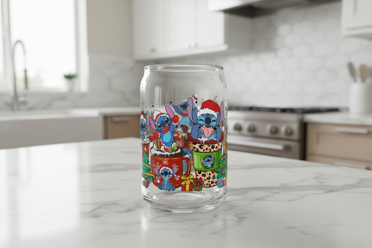 Stitch Christmas Cups - UVDTF Wrap for cups/hard surfaces sticker