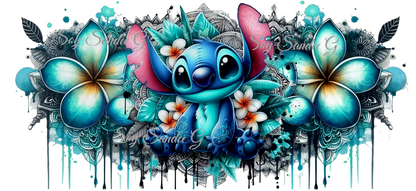 Teal Hibiscus Stitch - UVDTF Wrap for cups/hard surfaces sticker