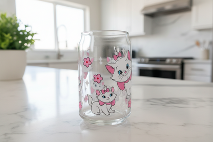 White Cats & Pink Flowers  - UVDTF Wrap for cups/hard surfaces sticker