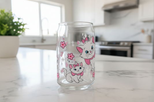 White Cats & Pink Flowers  - UVDTF Wrap for cups/hard surfaces sticker
