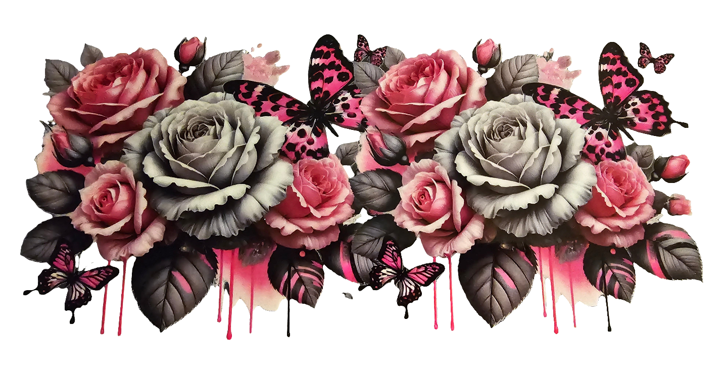 Pink & Gray Roses - UVDTF Wrap