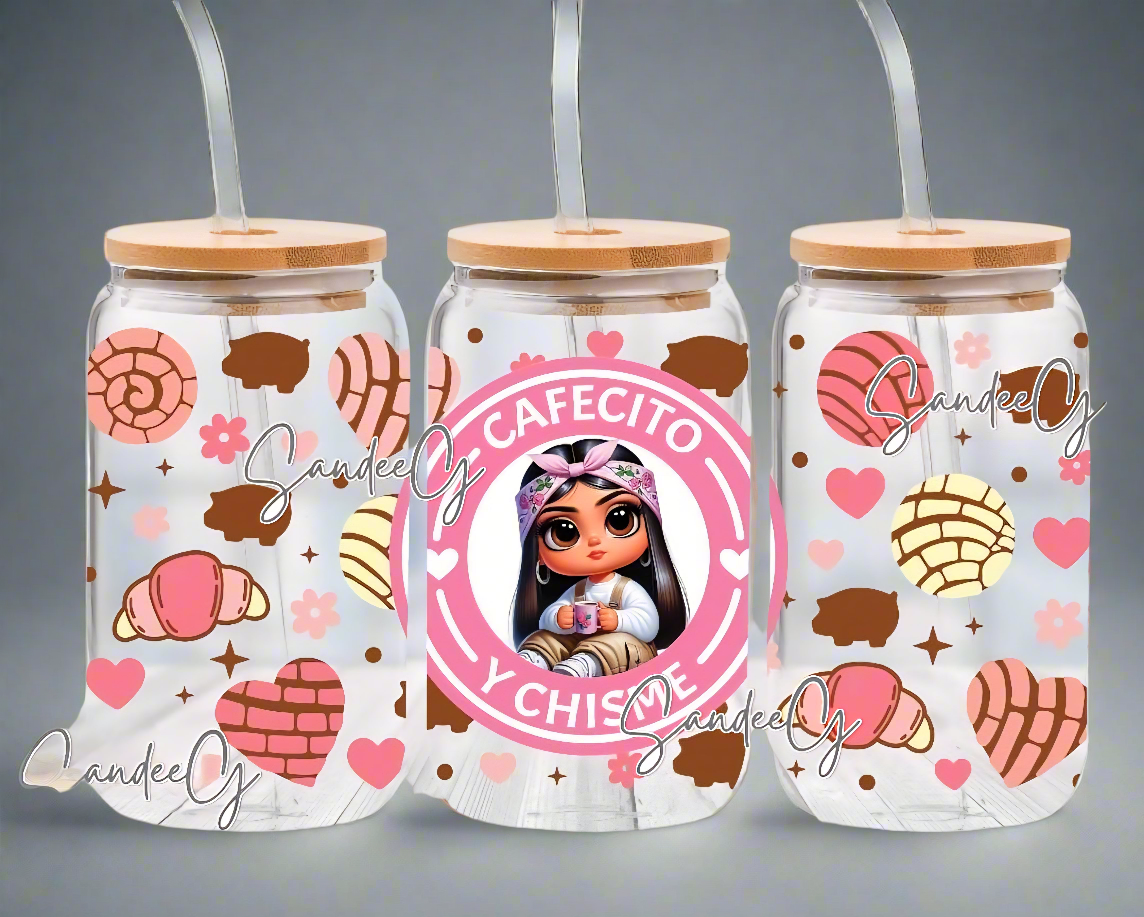 Cafecito Cutie - UVDTF Wrap for cups/hard surfaces sticker