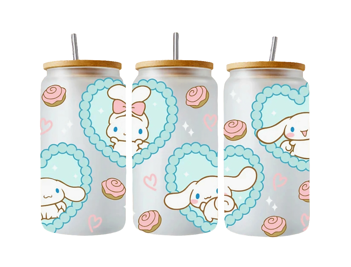 Cinnamon Roll Teal Hearts -  UVDTF wrap for cups/hard surfaces sticker