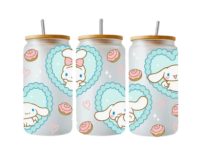 Cinnamon Roll Teal Hearts -  UVDTF wrap for cups/hard surfaces sticker