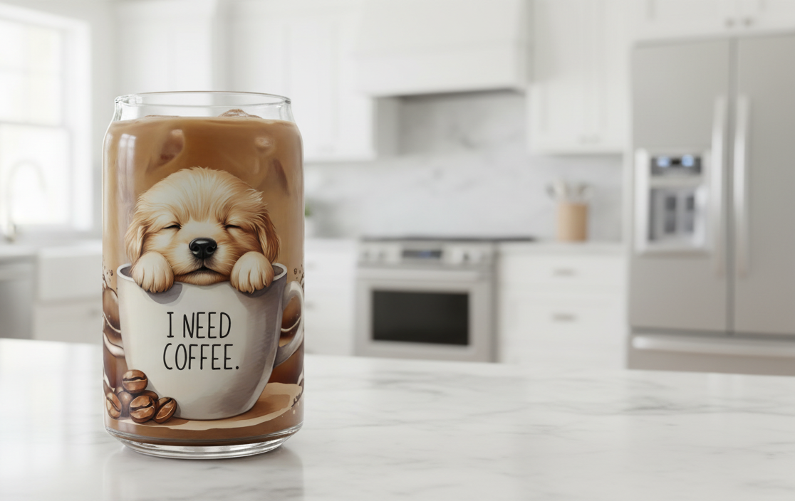 Golden Retreiver in a Mug - UVDTF Wrap for cups/hard surfaces sticker