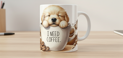 Golden Retreiver in a Mug - UVDTF Wrap for cups/hard surfaces sticker