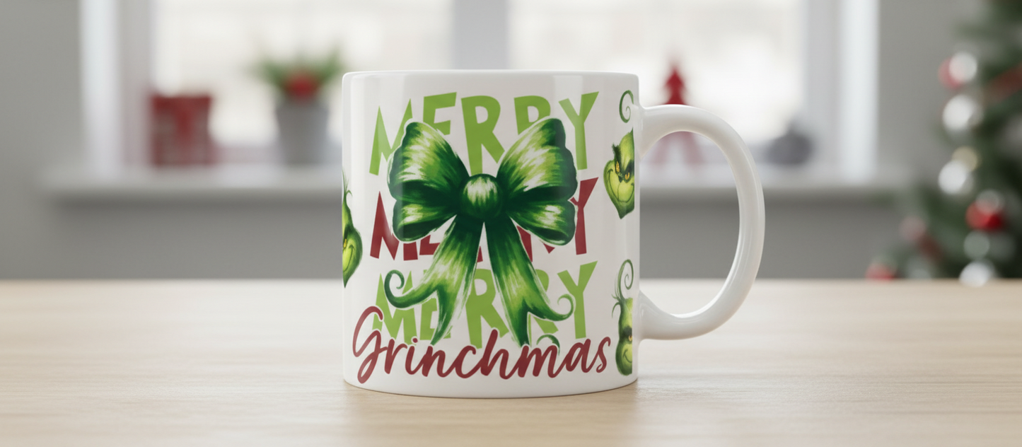 Merry Grinchmas Red & Green Letters - UVDTF Wrap for cups/hard surfaces sticker