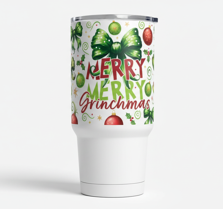 Merry Grinchmas Red & Green Letters - UVDTF Wrap for cups/hard surfaces sticker