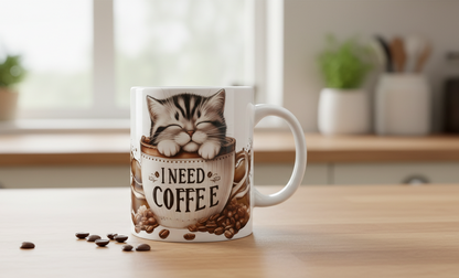 Tabby Cat in a Mug - UVDTF Wrap for cups/hard surfaces sticker