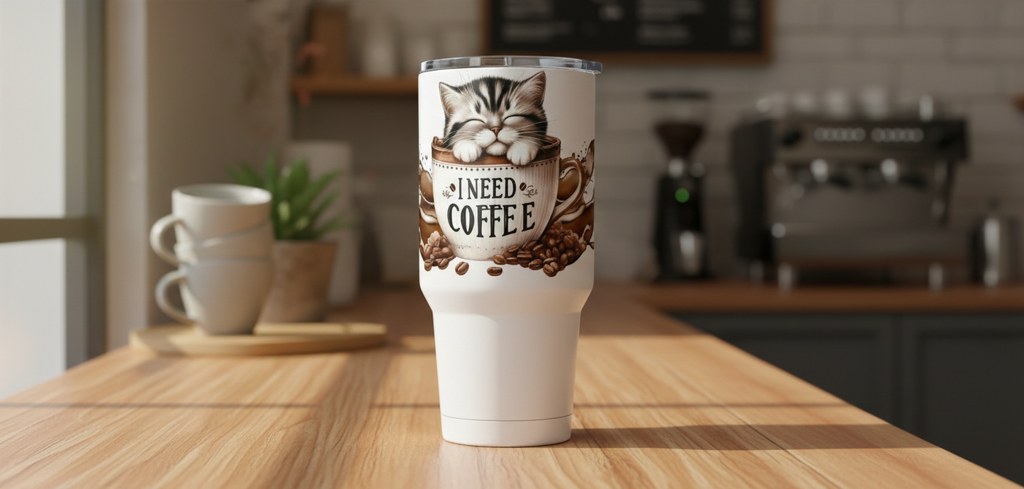 Tabby Cat in a Mug - UVDTF Wrap for cups/hard surfaces sticker