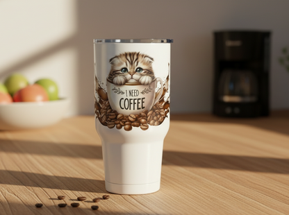 Fluffy Cat in a Mug - UVDTF Wrap for cups/hard surfaces sticker