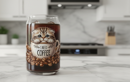 Fluffy Cat in a Mug - UVDTF Wrap for cups/hard surfaces sticker