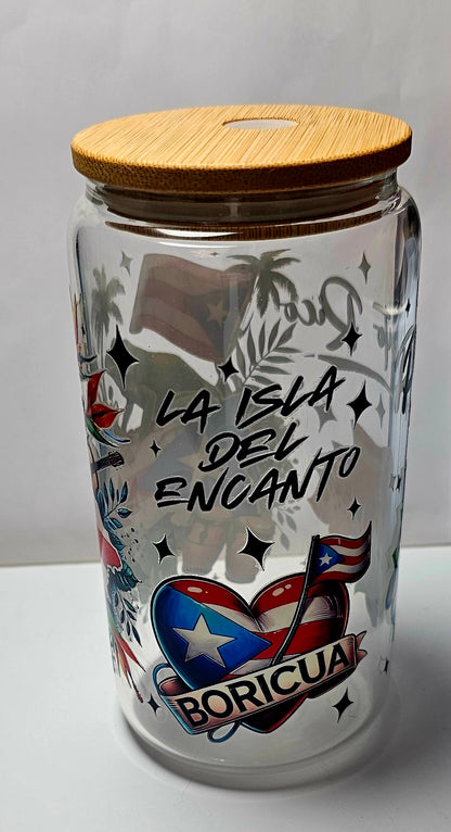 Ready to Ship - 16 oz Glass Cup with Plastic Straw - Premade cup