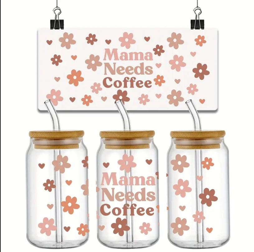 Mamá necesita café - Browns - envoltura UVDTF