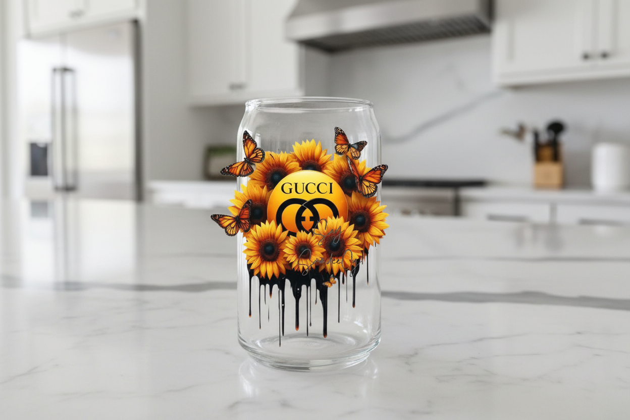 Gucci Yellow Flowers - UVDTF Decal for cups/hard surfaces sticker