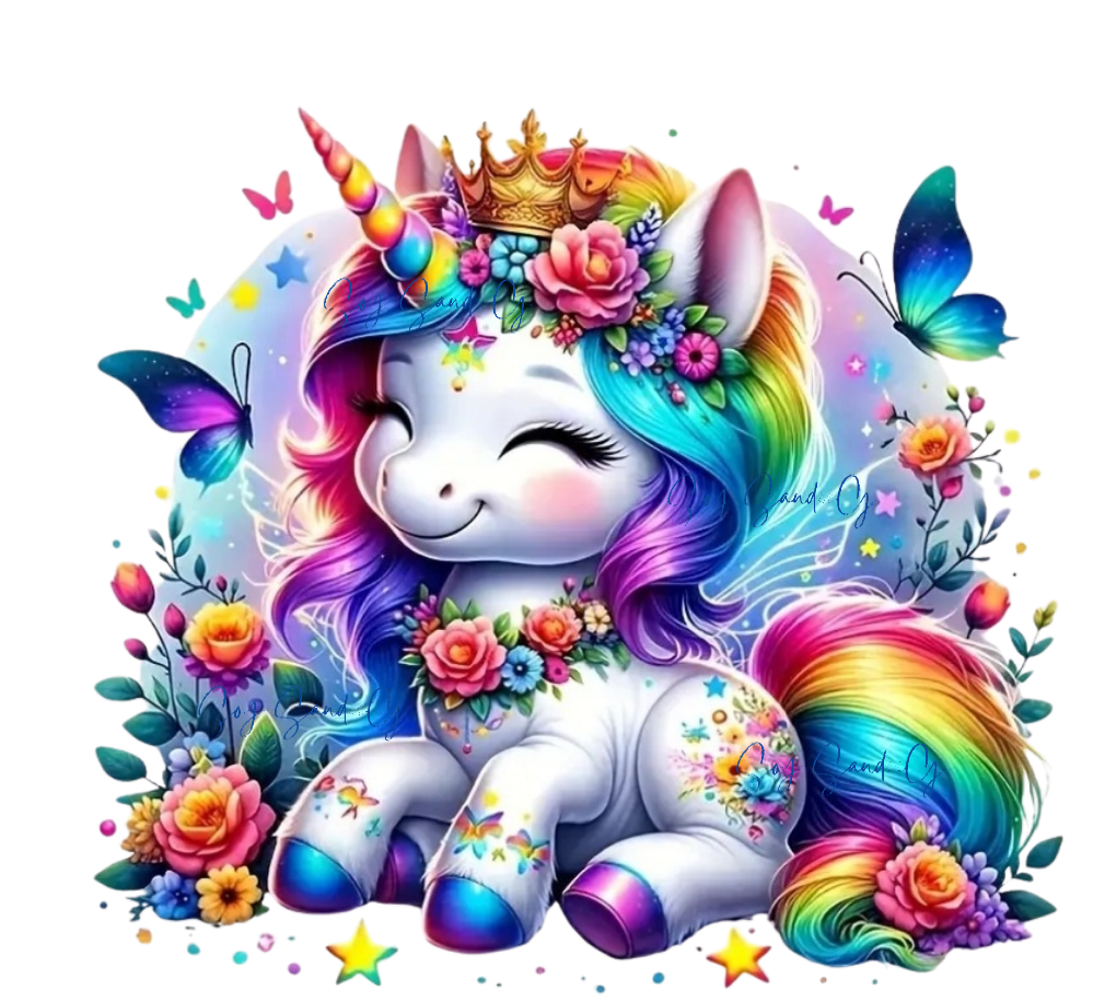 Cute Rainbowed Hair Unicorn - UVDTF Decal for cups/hard surfaces