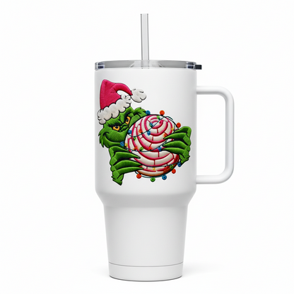 Embroidered Grinch Concha - UVDTF Decal for cups/hard surfaes sticker