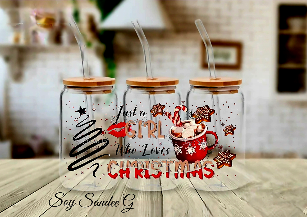 Just a Girl who Loves Christmas - UVDTF Wrap for cups/hard surfaces sticker