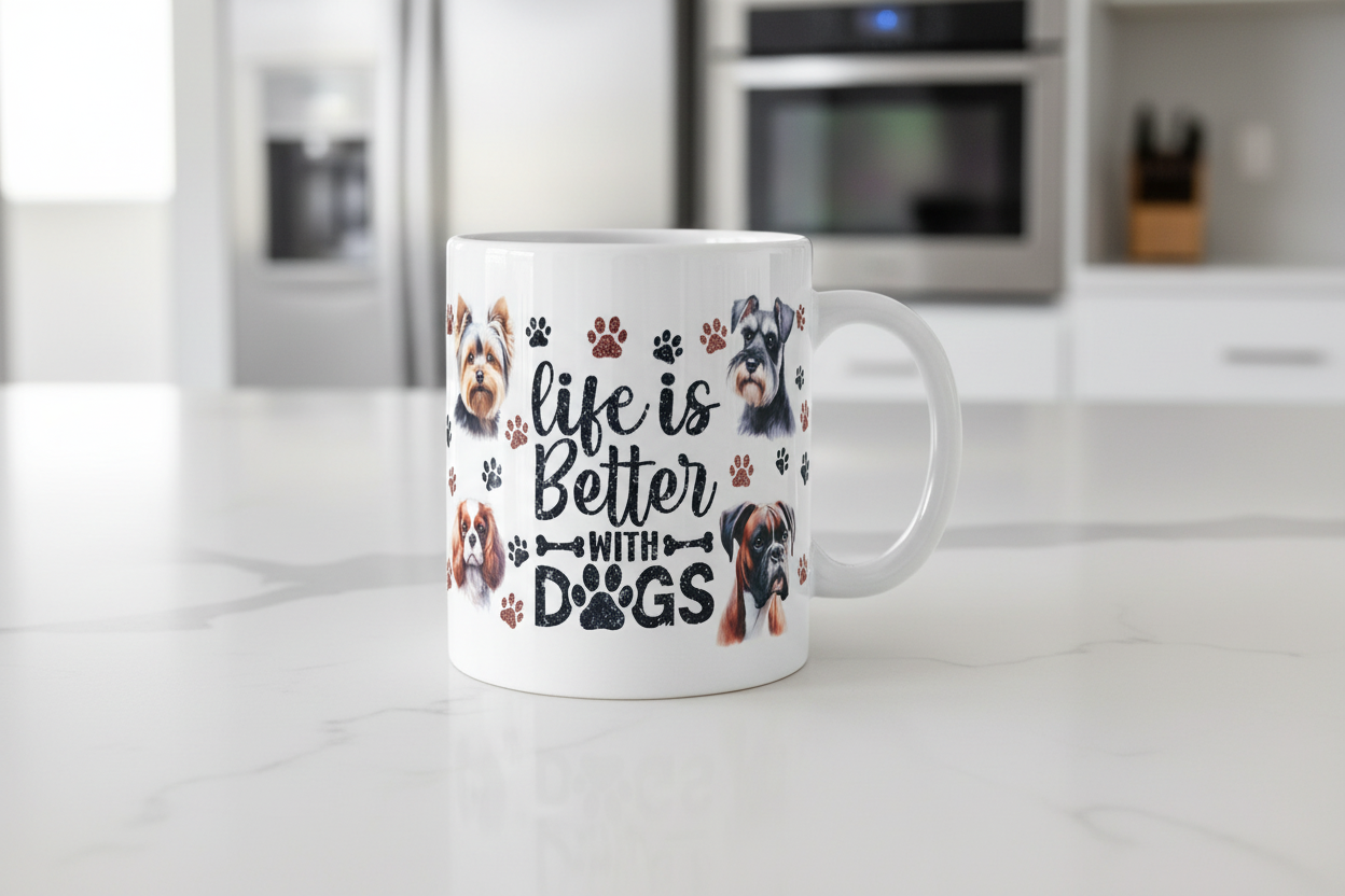 Life is Better with Dogs #8 - UVDTF Wrap for cups/hard surfaces sticker
