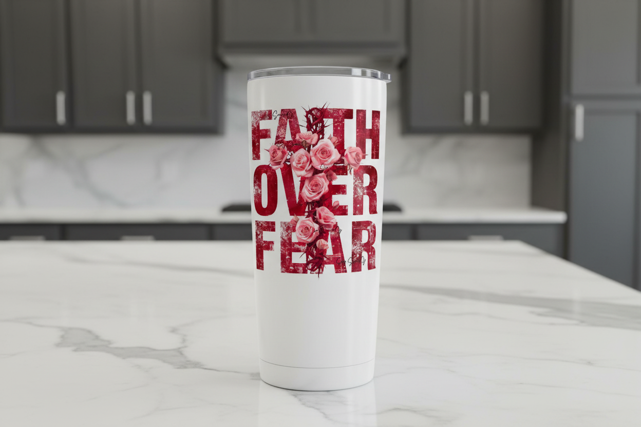 Faith Over Fear Roses - UVDTF Decal for cups/hard surfaces sticker