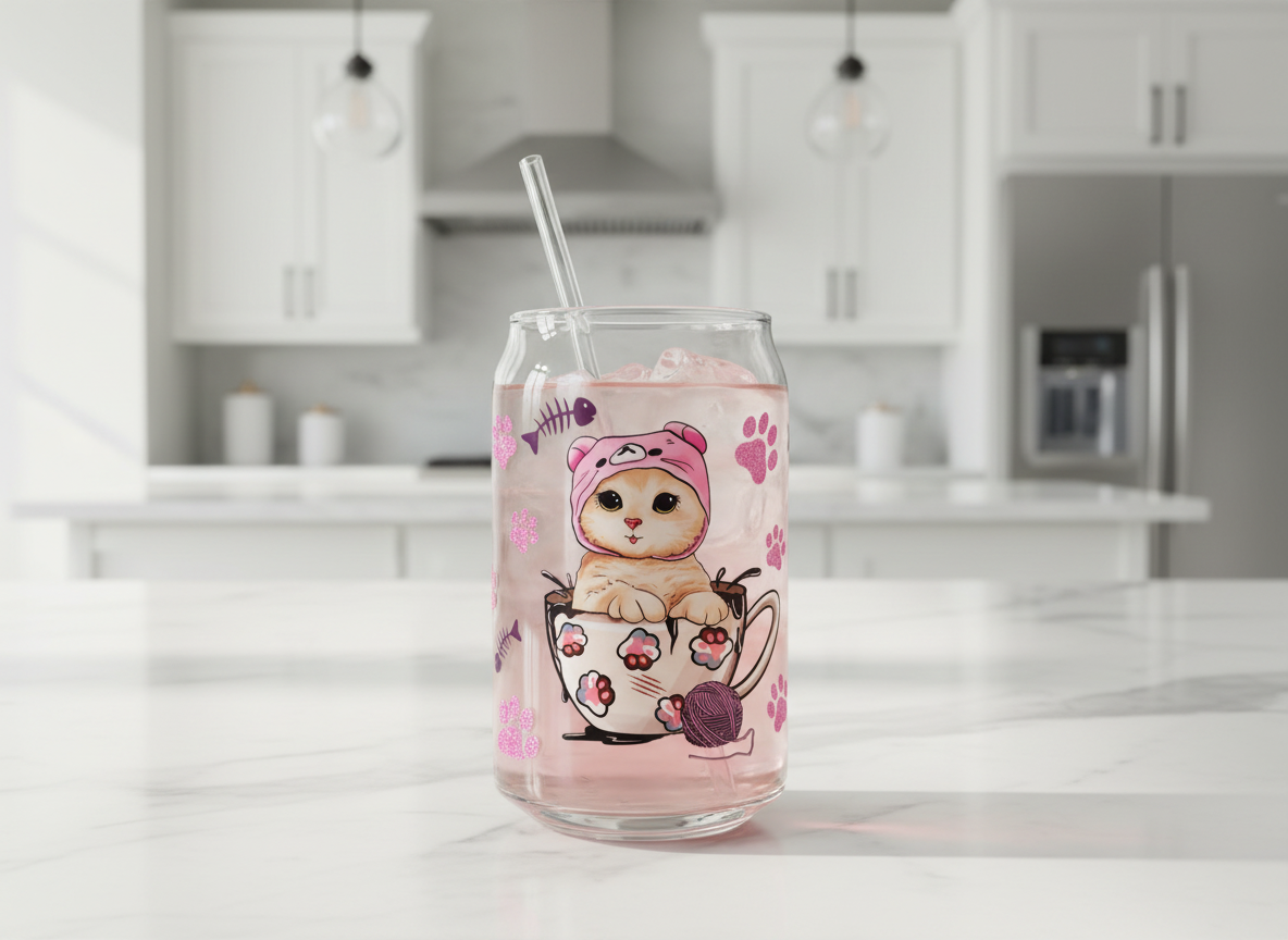 Teacup Kitty - UVDTF Wrap for cups/hard surfaces sticker