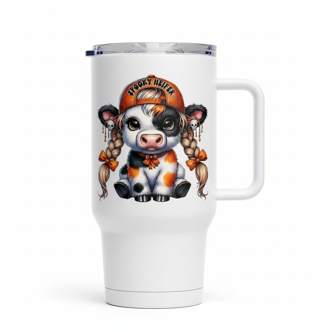 Calcomanía UVDTF de vaca enojada antes del café