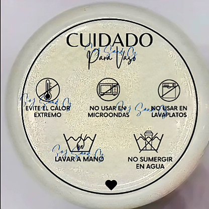 Cuidado para Vasos (Cup Care) - UVDTF Decal with cup instructions sticker