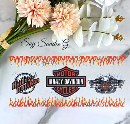 Motorcycle Logos Orange Flames - UVDTF Wrap for cups/hard surfaces sticker