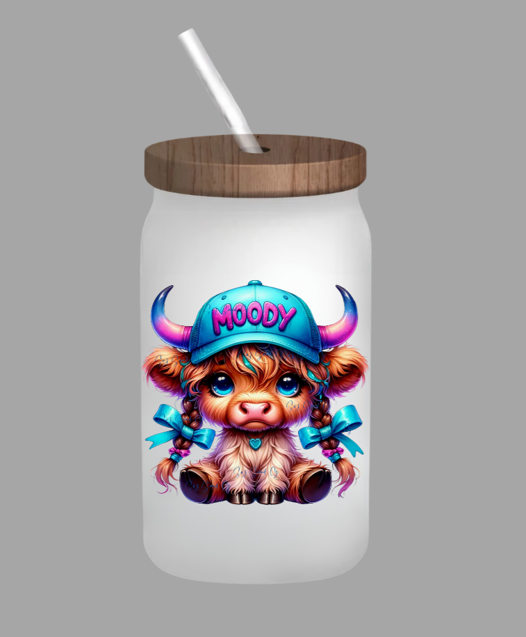 Moody Cow Teal Hat - UVDTF Decal for cups/hard surfaces sticker