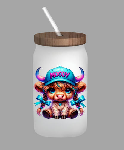 Moody Cow Teal Hat - UVDTF Decal for cups/hard surfaces sticker