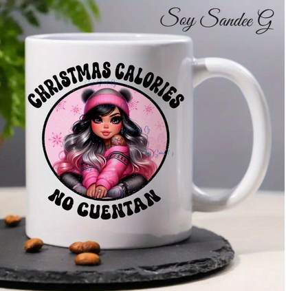 Pink Cutie Christmas Calories Don't Count - UVDTF Decal for cups/hard surfaces sticker