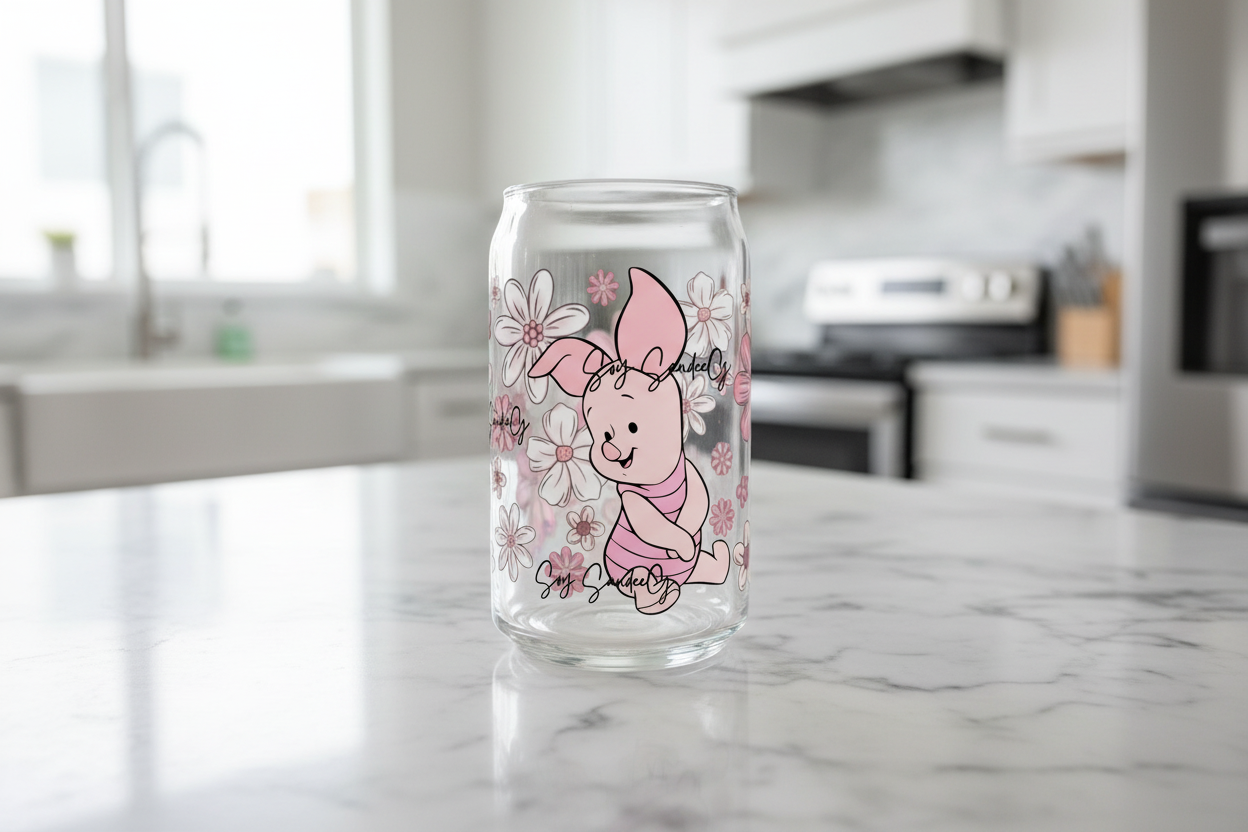 Flowered Piglet - UVDTF Wrap for cups/hard surfaces sticker