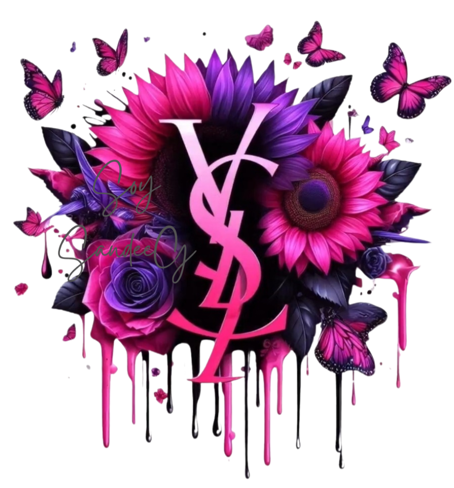 YSL Pink Flowers - UVDTF Decal for cups/hard surfaces sticker