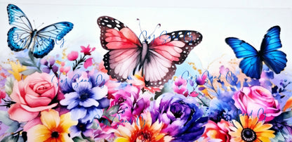 Bright Flowers & 3 Butterflies - UVDTF Wrap for cups/hard surfaces sticker